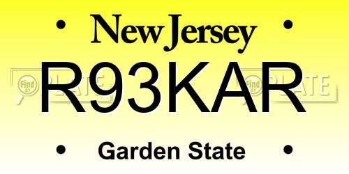 R93KAR New Jersey License Plate