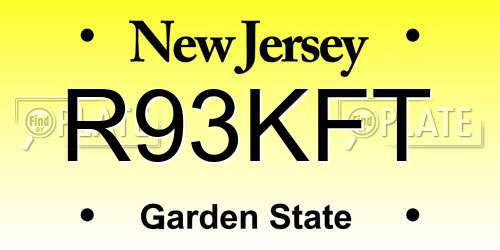 R93KFT New Jersey License Plate