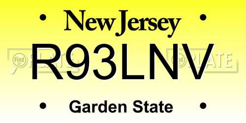 R93LNV New Jersey License Plate
