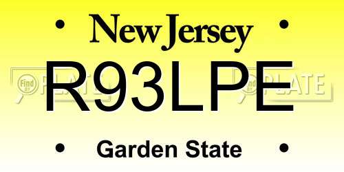 R93LPE New Jersey License Plate