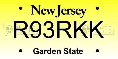 R93RKK New Jersey License Plate