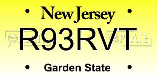 R93RVT New Jersey License Plate