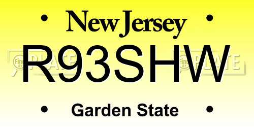 R93SHW New Jersey License Plate