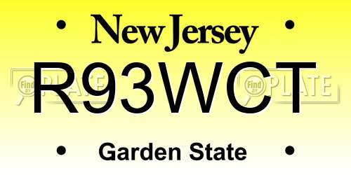 R93WCT New Jersey License Plate