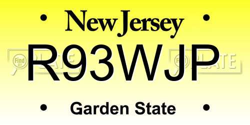 R93WJP New Jersey License Plate
