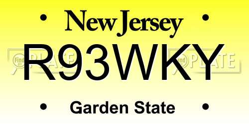 R93WKY New Jersey License Plate