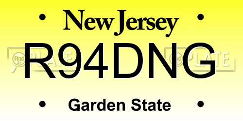 R94DNG New Jersey License Plate