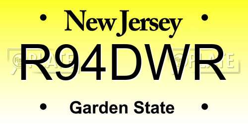 R94DWR New Jersey License Plate