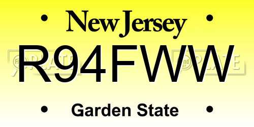 R94FWW New Jersey License Plate