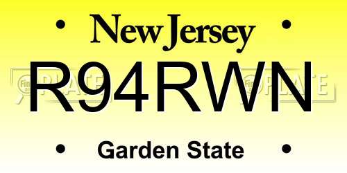 R94RWN New Jersey License Plate