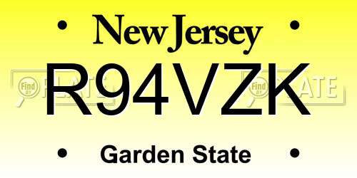 R94VZK New Jersey License Plate