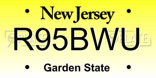 R95BWU New Jersey License Plate