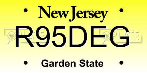 R95DEG New Jersey License Plate