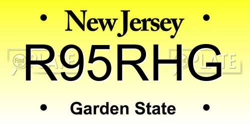 R95RHG New Jersey License Plate