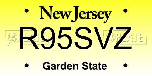R95SVZ New Jersey License Plate