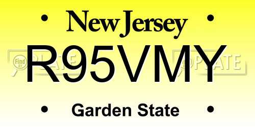 R95VMY New Jersey License Plate