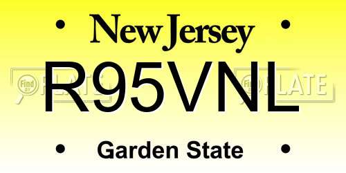 R95VNL New Jersey License Plate