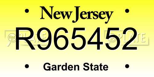 R965452 New Jersey License Plate