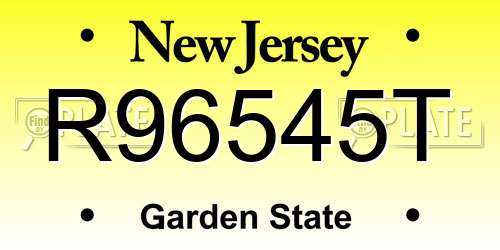 R96545T New Jersey License Plate