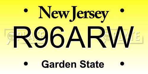 R96ARW New Jersey License Plate
