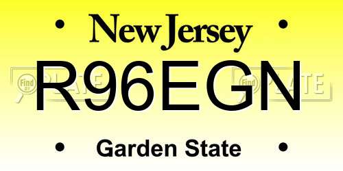 R96EGN New Jersey License Plate