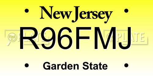 R96FMJ New Jersey License Plate