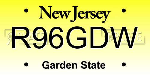 R96GDW New Jersey License Plate