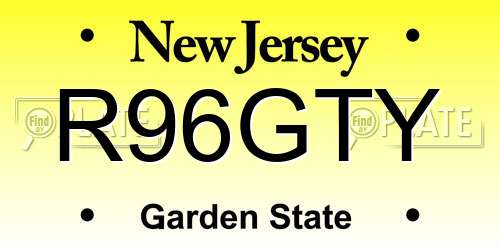 R96GTY New Jersey License Plate