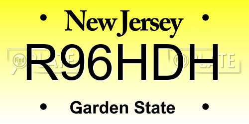 R96HDH New Jersey License Plate