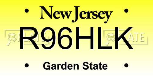 R96HLK New Jersey License Plate