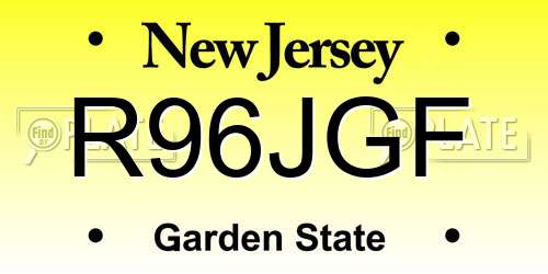 R96JGF New Jersey License Plate