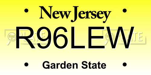 R96LEW New Jersey License Plate