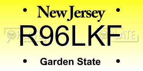 R96LKF New Jersey License Plate
