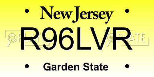 R96LVR New Jersey License Plate