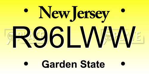 R96LWW New Jersey License Plate
