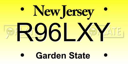R96LXY New Jersey License Plate