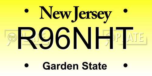 R96NHT New Jersey License Plate