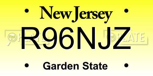 R96NJZ New Jersey License Plate