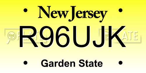 R96UJK New Jersey License Plate