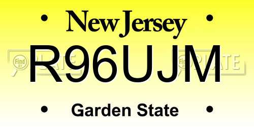 R96UJM New Jersey License Plate
