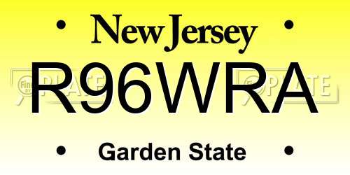 R96WRA New Jersey License Plate