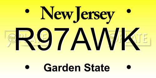 R97AWK New Jersey License Plate