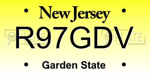 R97GDV New Jersey License Plate
