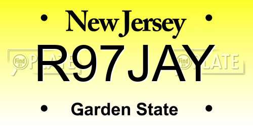 R97JAY New Jersey License Plate