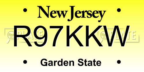 R97KKW New Jersey License Plate