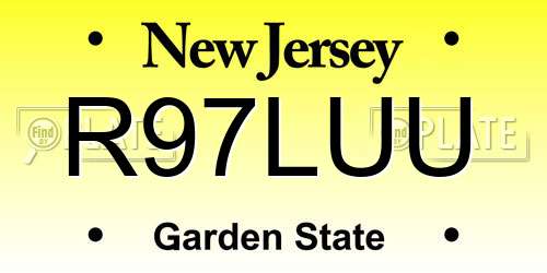 R97LUU New Jersey License Plate