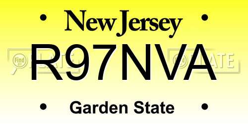 R97NVA New Jersey License Plate