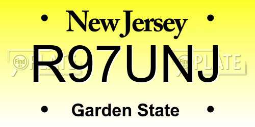 R97UNJ New Jersey License Plate