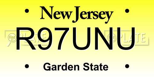 R97UNU New Jersey License Plate