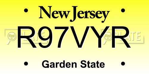 R97VYR New Jersey License Plate
